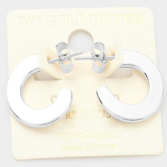The Wild Clover Jewelry - 14K WHITE GOLD FLAT HOOP EARRINGS